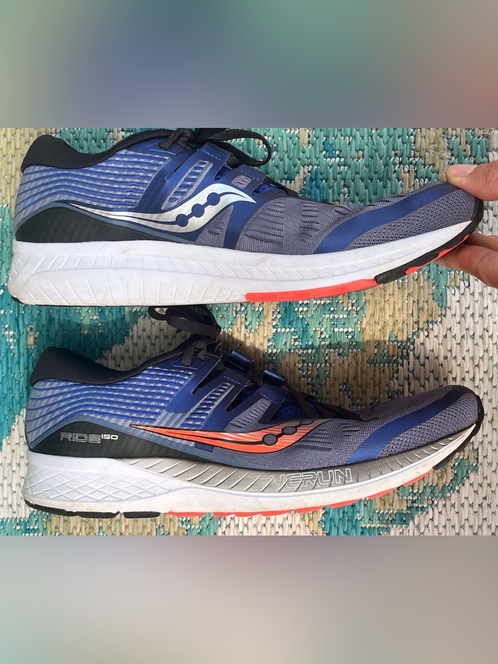 Saucony Ride ISO Men's Running Shoes - Size 11.5 Grey, Blue and ViZi Red